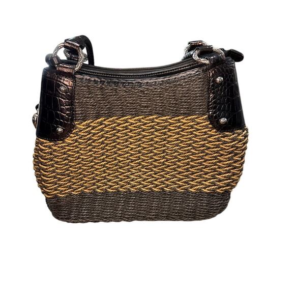 Brighton Woven Straw Handbag Brown Tones - Picture 1 of 14